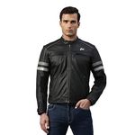 TVS Ronin Edition Leather Riding Jacket for Men-Premium Bike Jackets with CE Level 2 Armour, Reflective Panels and Washed Finish (Black- L)