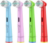 Sysmic 4 Pack Kids Toothbrush Heads Compatible with Oral B Children Electric Toothbrush Head Replacement Multicolour Child Friendly Soft Bristle Brush Heads