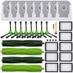 Replacement Parts Accessories Compatible for iRobot Roomba i3 i3+ i7 i7+ i4 i6 i6+i8 i8+/Plus E5 E6 E7 J7 I E &J Series Vacuum Cleaner 2 Set of Roller Brush & 8 Roomba bags & 8 Filters & 8 Side Brush