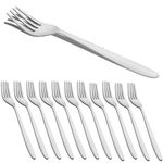 Parage 12 Pieces Stainless Steel Table Forks, 18.5 cm Long for Home and Kitchen, Fruit Fork for Dining Table, Shiny and Sturdy Handle Fork, Silver (Sigma Design)