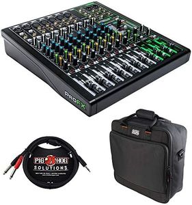 Mackie ProFX12v3 12-Channel Sound Reinforcement Mixer with Built-In FX, Gator Cases G-MIXERBAG-1515 Mixer Bag & Stereo Cable 10ft Bundle