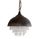 Antiqued Bronze Pendant Chandelier with Hanging Crystals