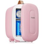 Mini Fridge 4 Liter/6 Cans, Small Fridge for Bedrooms, AC and Exclusive USB Power Option, Portable Small Fridge for the Office, Bedroom, Car, Travel, Cosmetics/Makeup/Skincare, Pink