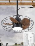 EKIZNSN 20 Inch Plug In Wet Rated Outdoor Gazebo Ceiling Fan with Light Waterproof for Patios Pergola, Hook Installation