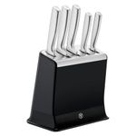 TEFAL EverSharp Pro Stainless Steel Knife Block with Integrated Automatic Sharpener, 5-Piece Knife Set Chef, Bread, Santoku, Utility, Paring Knives, Precision Steel Blades for Cooking K2976S04
