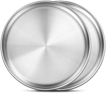 12 Inch Stainless Steel Pizza Pan Set of 2, Pizza Pan for Oven, Steel Pizza Tray for Baking Cookie Pie Cake, Round Stainless Steel Pizza Plate Pizza Baking Sheet, Easy Clean & Dishwasher Safe