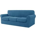 CHUN YI 4 Piece Couch Cover 3 Seater, High Stretch Jacquard Sofa Cover, Ektorp Separate Cushion Sofa Slipcover Replacement Coat, Washable Furniture Protector Covers for Pet Proof(Large, Denim Blue)