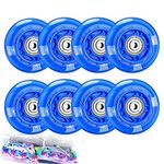 TOBWOLF 8 Pack 64mm 82A Light Up Inline Skate Wheels, LED Roller Skate Wheels, LED Flash Flashing Replacement Wheel with ABEC-7 Bearings for Teens - Blue