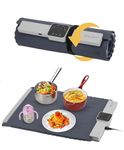 Docoss Electric Food Warmer,Silicone Full Surface Heating Mat for Food –5 Temperature Settings,250W Foldable Smart Warming Tray for Food at Party, Travel(Grey)(Small-49 cm x 35 cm)
