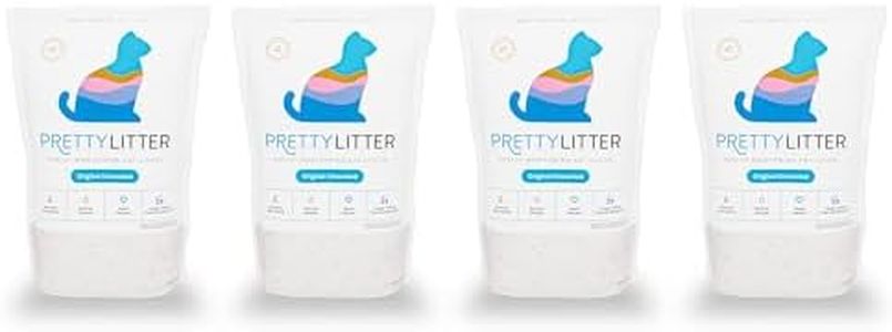 PrettyLitter Health Monitoring Cat Litter (Unscented, Non Clumping) | Lightweight & Low Tracking, Color Changing Silica Gel Crystals, Advanced Odor Control — 6 Lbs, Pack of 4 (Four Month Supply)