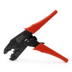 Heschen Ratchet Crimper Plier, HS-07FL, Flag Female Quick Disconnects Crimping Tools, Use for 1.5-2.5 mm² (15-13 AWG), Red