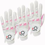 Golf Gloves Women Left Hand 3 Pack Right Handed Golfer All Weather Rain Grip Womens Ladies Golf Glove Size Small Medium Large XL(Small, Worn on Left Hand)