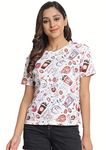 JUNEBERRY® Women's Cotton Printed T-Shirt (JB_54_Coffee_XL_Grey_X-Large)