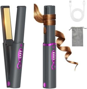 OBEST Cordless Hair Straighteners,2-in-1 Wireless Straightener and Curling Iron,Portable Travel Mini Hair Straightener with Titanium,Quick Heat,Type-C Rechargeable,3 Temperature Adjustable