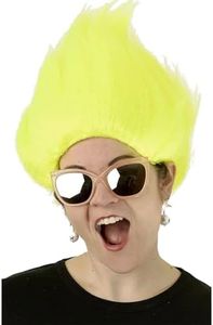 Troll Wigs - Adjustable Troll Doll Wigs Suitable For All- Stylable Wigs - Troll Inspired For Retro Or Modern Costumes (Neon)