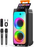 HWWR Karaoke Machine with 2 Wireless Microphones, Portable Bluetooth Karaoke Speaker for Outdoor, Big Party Speaker with Disco Lights for Gatherings, The Best Gifts for Christmas