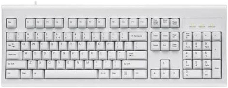 Perixx PB-106USW-11280 Performance Wired Keyboard 20 Million Key Press Life, Full Size, 17.9"x6.6"x1.7", White