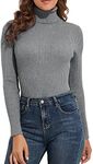 PrettyGuide Women's Ribbed Turtleneck Long Sleeve Sweater Gray XL