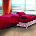 Spread Spain Cotton Oxford 400 Thread Count Geometric Pattern King Size Double Bed Zipper Duvet/Quilt Cover Soft and Comfy Duvet Cover Burgundy (90" x 108" inch)