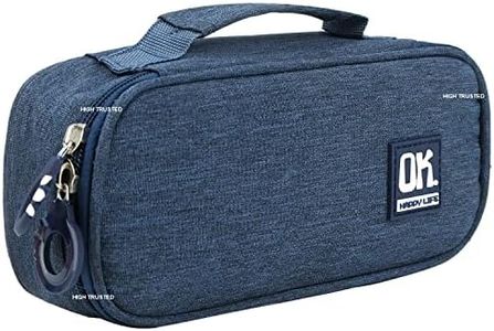 HIGH TRUSTED Polyester Hitwen Tested Italy Style Pencil Pouch Big Capacity Pencil Pen Case Office College School Large Storage High Capacity Bag Pouch Holder Bag Organizer. (Blue)