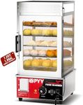 PYY Commercial Bun Steamer - Electric Food Display Automatic Temperature Control 5 Layers Display Stainless Steel Commercial Bun Steamer For Kiosk, 1200W/110V