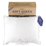 FluffCo Down Pillow with 600 Fill Power White Duck Down Stomach Sleeper Pillow | Hotel Pillow with 300 Thread Count | 100% Cotton Feather Pillows |Soft Full/Queen Size Pillows 1Pack