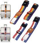 Travistar Luggage Straps for Suitcases 4 Pack, Adjustable Suitcase Straps with Lock Personalised Bag Strap for Safely Closing the Suitcases While Travelling and Marking Luggage (Rainbow)