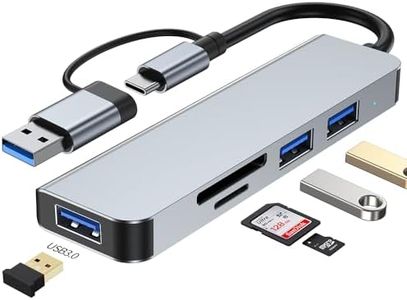 5-in-1 USB C Hub Aluminum USB HUB with 3 USB Ports,SD Memory Port and TF Card Reader,USB Hub Adapter Compatible for MacBook,Laptop,Computer,iMac,iPad,Mobile Phones and More