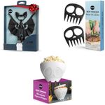 Spooky Bundle of 3!!! OTOTO 2-in-1 Vino Wine & Beer Opener, Goth Halloween Gifts + Meat Muncher Meat Claws + Scary Poppings Microwave Popcorn Popper - Gothic Popcorn Microwave