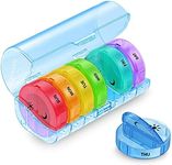 Sukuos Weekly Pill Organizer 7 Day 2 Times a Day, Large Daily Pill Box Easy to Open, AM PM Pill Case for Medicine/Vitamin/Fish Oil/Supplements (Blue)