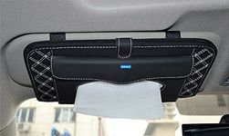 NIKAVI Double-Deck Auto Car Visor CD/DVD Bag Storage Holder/Tissue Paper Holder (White LINE)