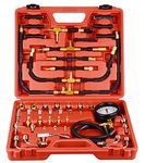 Master Fuel Injection Pressure Tester Kit with Adapters, Fuel Pressure Gauge for Petrol Engine, Dual Scale for 0-140 PSI / 10 Bar