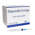 100 Pack 3ml 23Ga Plastic Syringe w