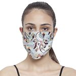 The House of tara - Blue Brown Three Layer Woven Fabric Outdoor Protection Reusable Face Mask with Printed Design for Men and Women