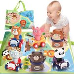 6 PCS Animal Car Toys with Playmat/Storage Bag,Toys for 1 Year Old Boys Girls,Baby Toys for 1 2 3 Year Old Boy Toys,Press And Go Toy Cars Set,1 2 Year Old Boy Birthday Gift for Toddler Toys 1-2 Years