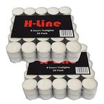 H-line 100 X Quality White Tea Light UNSCENTED Candles 8 Hour Burning TIME TEALIGHTS