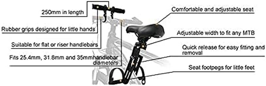 Kids Front Bike Seat for Mountain Bikes – Detachable Child Seat with Handle, Ages 2-5
