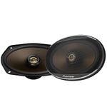 PIONEER A-Series MAX TS-A693FH, 2-Way Coaxial Car Audio Speakers, Full Range, Clear Sound Quality, Easy Installation and Enhanced Bass Response, Full Gold Colored 6” x 9” Oval Speakers