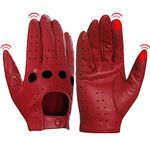 Harssidanzar Women's Leather Driving Gloves Dress up Touchscreen Gloves Lambskin Unlined Women Car Driving Gloves GL009CAB,Red,Size L