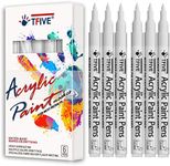 White Marker Paint Pens - 6 Pack Acrylic White Permanent Marker, 0.7mm Extra Fine Tip Paint Pen for Art projects, Drawing, Rock Painting, Stone, Ceramic, Glass, Wood, Plastic, Metal, Canvas DIY Crafts