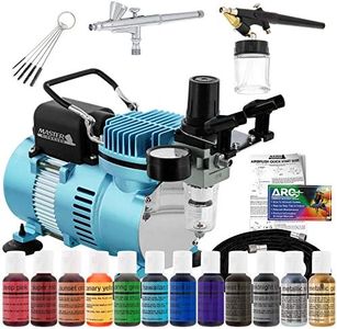 Master Airbrush Cake Decorating Airbrushing System Kit with 2 Airbrushes, Gravity and Siphon, 12 Color Chefmaster Food Coloring Set, Pro Cool Runner II Dual Fan Air Compressor - How To Guide, Cupcakes