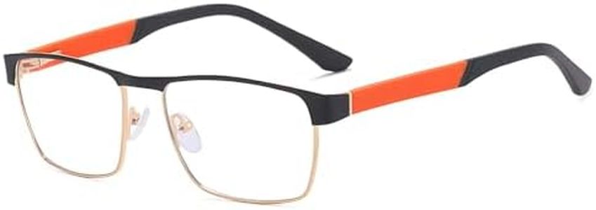 Auralice Orange Rectangle Blue Light Glasses for Women and Men, Metal Frame with Spring Temple, Designer Reading Blocker Eyewear for Gaming Hanora