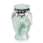 SOITIS Small Urns for Human Ashes 2.85 Inch Mini Cremation Urns for Mom Dad Aluminum Mini Urns for Ashes-Lake Green Different Chains