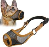 LUCKYPAW Dog Muzzle, Mesh Dog Muzzle for Large Medium Small Dogs, Soft Muzzles for Biting Chewing Fierce Barking, Breathable Muzzle with Adjustable Strap for Training (Brown, XS(Snout:6.5"-7.5"))