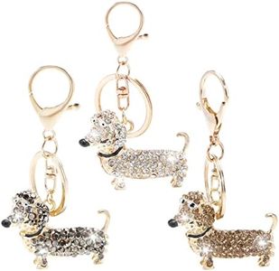 ECSiNG 3PCS Dachshund Dog Pendant Keychain Shiny Rhinestones Key Ring Charm Key Fob Backpack Ornament Decorative Accessories Surprise Present for Women Men