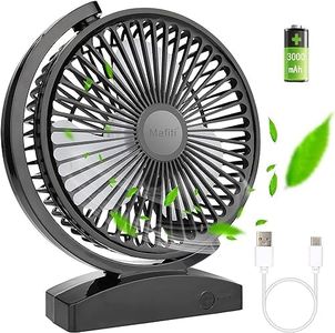 mafiti 6.6 Inch Quiet Fans for Bedroom,USB Desk Fan Rechargeable Bedside Cooling Fan with 3 Speeds,120°Rotatable Strong Wind,Portable for Bedroom Home Office Desktop Sleeping (Black)