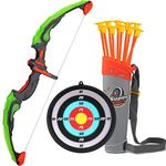 AUVIM Archery Set Bow and Arrow Set for Kids with LED Flash Lights 1x Target 10x Suction Cup Arrows 1x Arrow Holder Toy Bow Set for Boys and Girls from 6 Years Outdoor Indoor Game