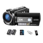 ORDRO AE20 5K Camcorder Video camera for vlogging Youtube, 3.0 inch IPS touch screen and 18X Digital Zoom with 16GB SD Card Remote Control and 2 Batteries