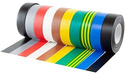 Gocableties 10 Rolls Multi Pack of PVC Electrical Insulation Tape, 20m x 19mm, Premium Multi-colour Mixed 10 Rolls