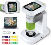 OUTACT Microscope for Kids,2" IPS Screen 1080P Long Lens Kids Microscope,with 8GB SD Card for Photos/Videos,Includes 6 Slides,8 LED Lights,PC Compatible,STEM Gift for Children
